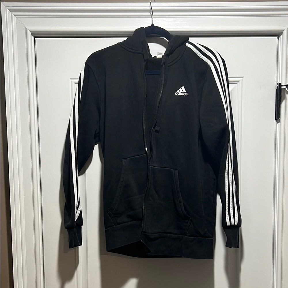 Adidas Black Jacket with White Accents Medium